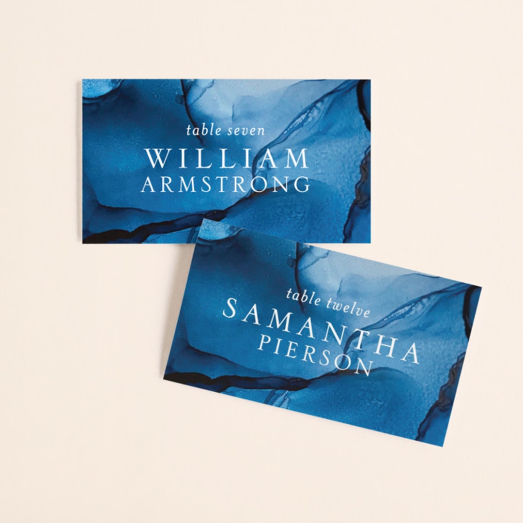 "blue tides" - Place Cards in Sea Blue by Erin Deegan - Front with Free Guest Printing