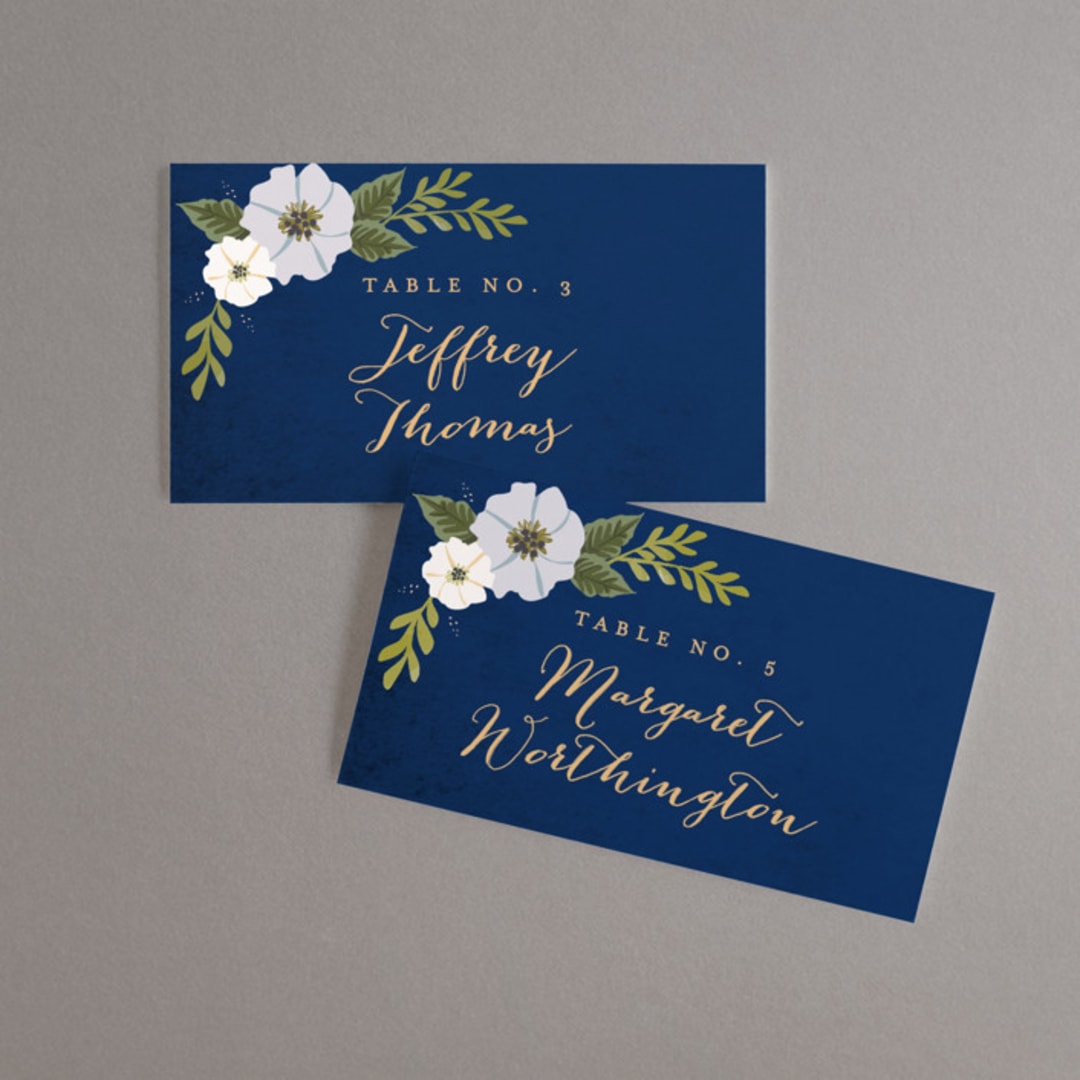 "Floral Ring" - Place Cards in Atlantic by Karidy Walker - Front with Free Guest Printing