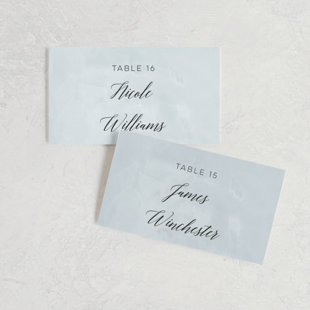 "Grande Botanique" - Place Cards in Mist by Bonjour Paper - Front with Free Guest Printing