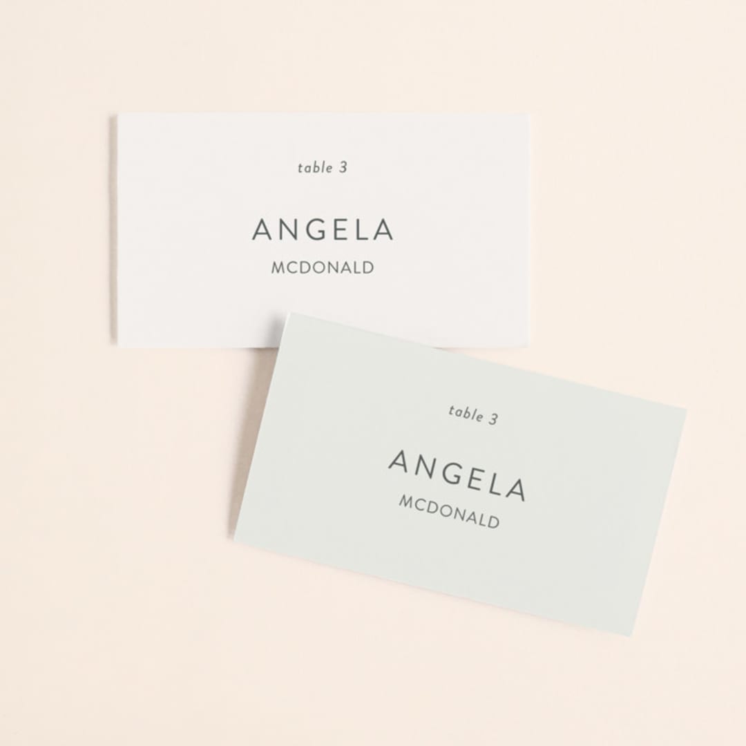 "Pattern Play" - Place Cards in Pebble by Anelle Mostert - Front with Free Guest Printing