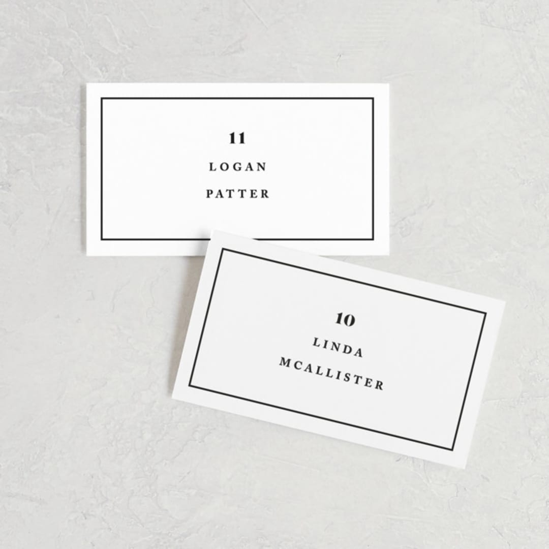 "Prelude" - Place Cards in Vanilla by Nazia Hyder - Front with Free Guest Printing