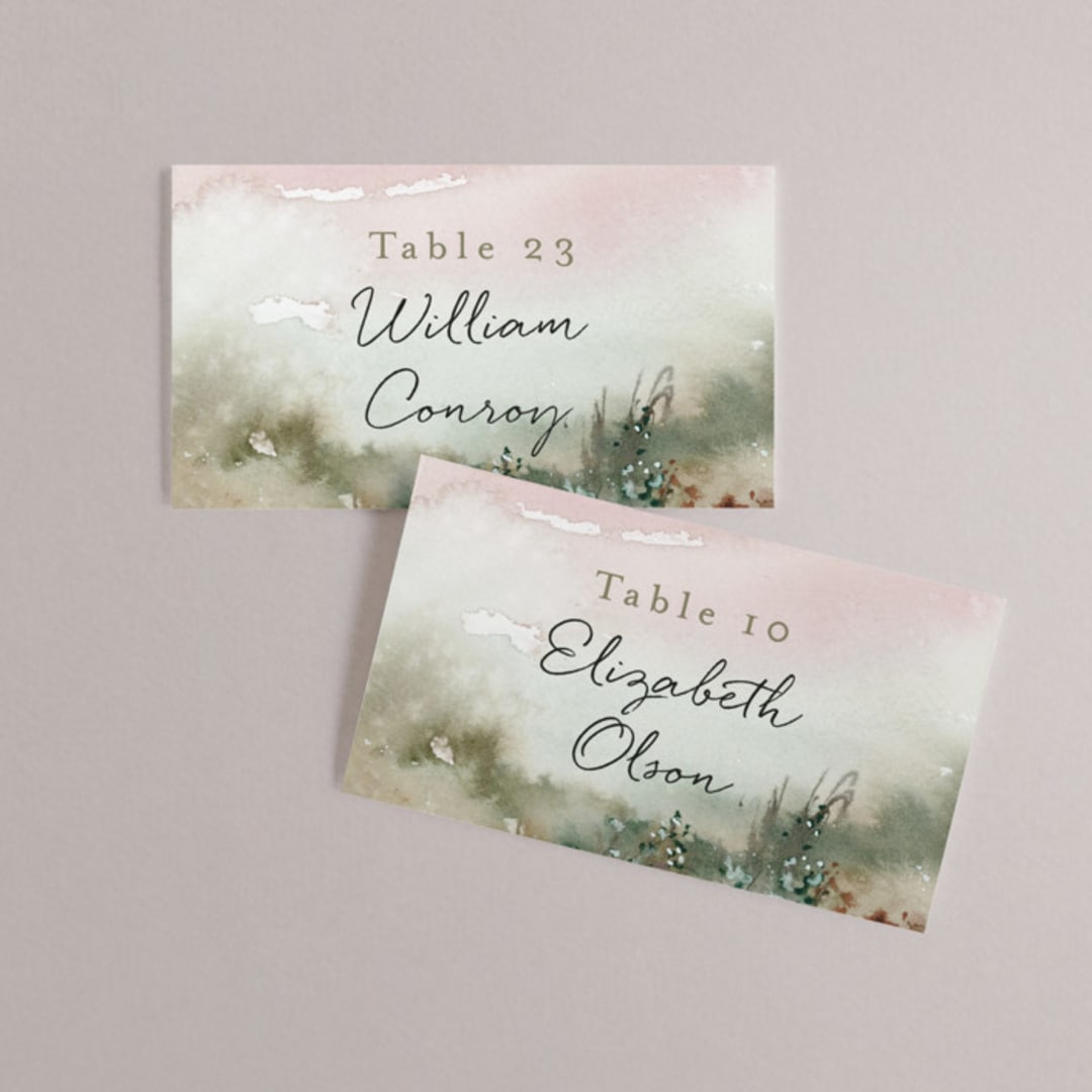 "Sweet Setting" - Place Cards in Carnation by Lindsay Megahed - Front with Free Guest Printing
