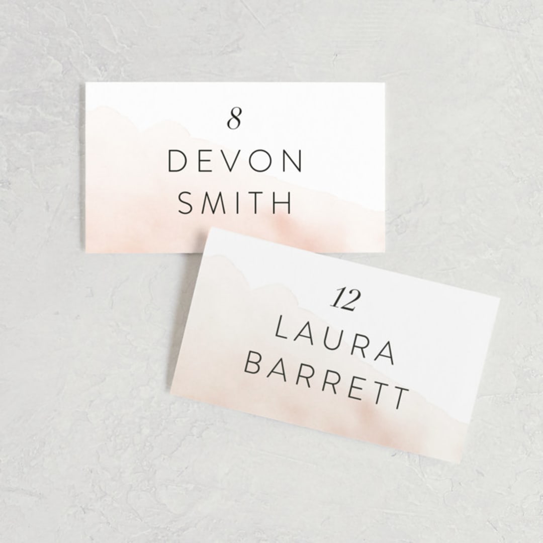 "Ethereal Bouquet" - Place Cards in Blush by Petra Kern - Front with Free Guest Printing