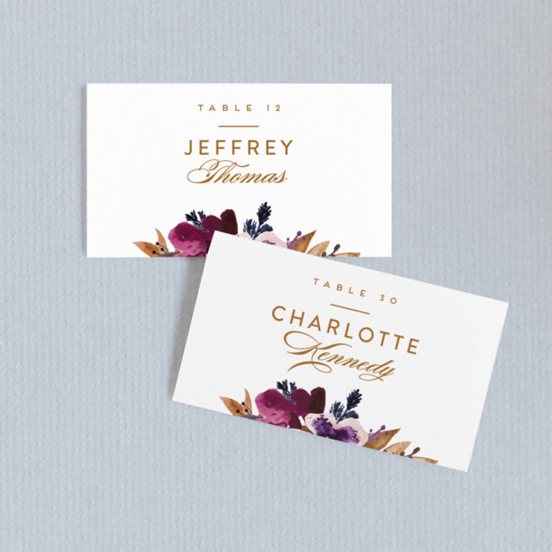 "Fall romance" - Place Cards in Jewelled by Creo Study - Front with Free Guest Printing