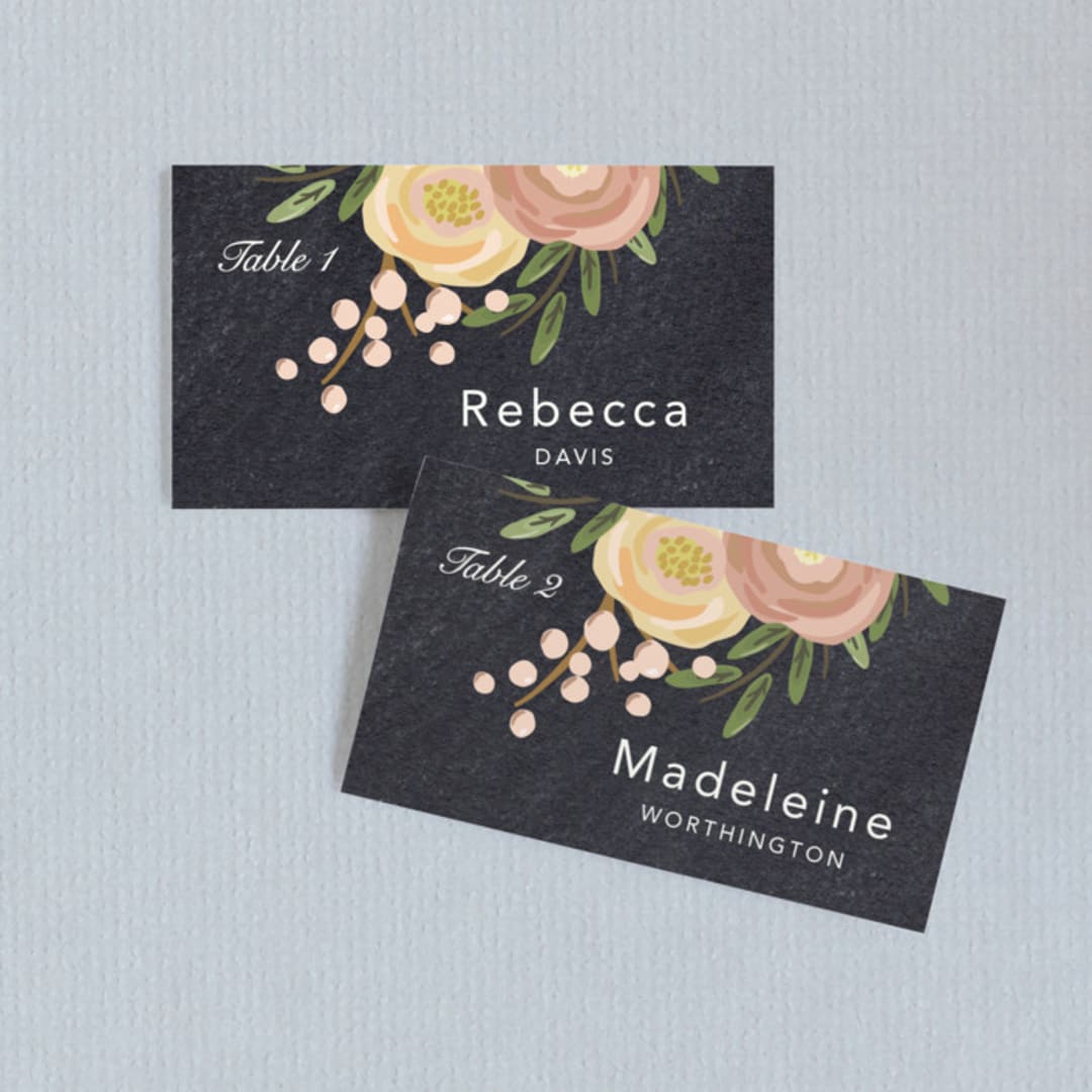 "botanica" - Place Cards in Midnight by Griffinbell Paper Co. - Front with Free Guest Printing