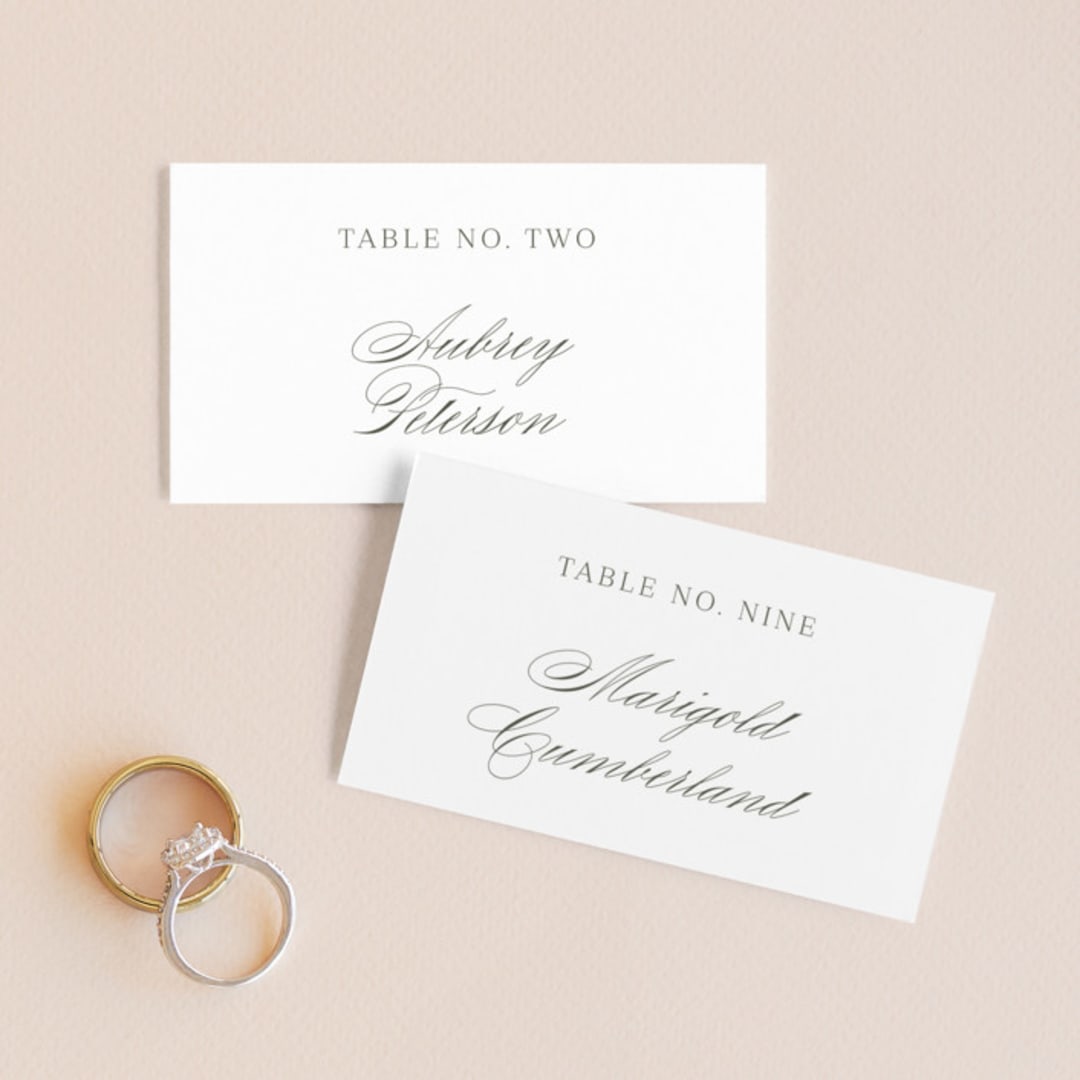 "All About That Type" - Place Cards in Sage by Rebecca Daublin - Front with Free Guest Printing