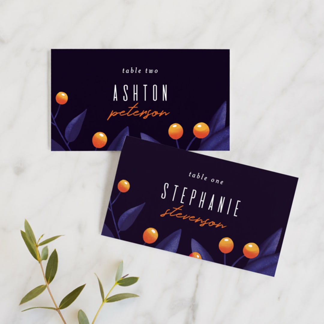 "Fire and Ice" - Place Cards in Fire by Jessica Corliss - Front with Free Guest Printing