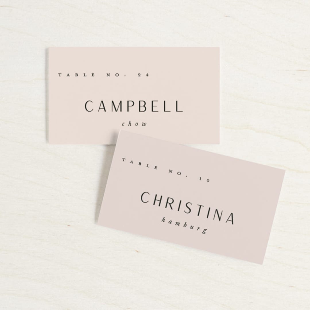 "Adora" - Place Cards in Dawn by Leah Bisch - Front with Free Guest Printing
