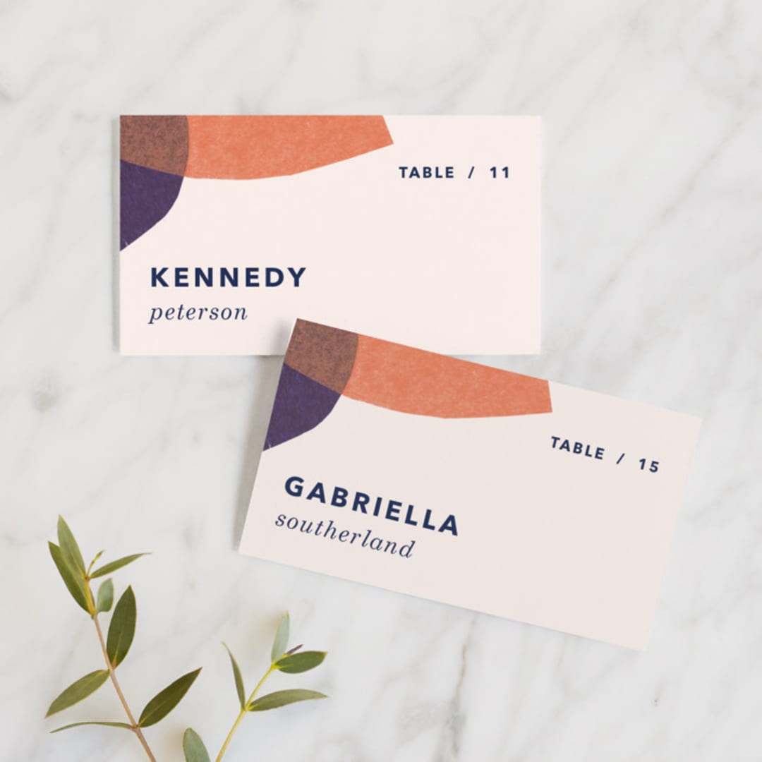 "tissue texture" - Place Cards in Papaya by Carrie Moradi - Front with Free Guest Printing
