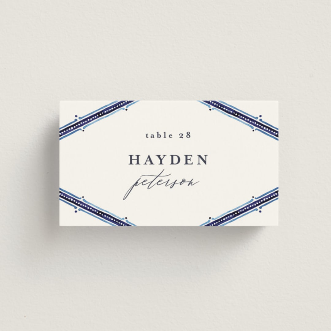 "watercolor azulejo" - Place Cards in Azure by Anastasia Makarova - Front with Free Guest Printing