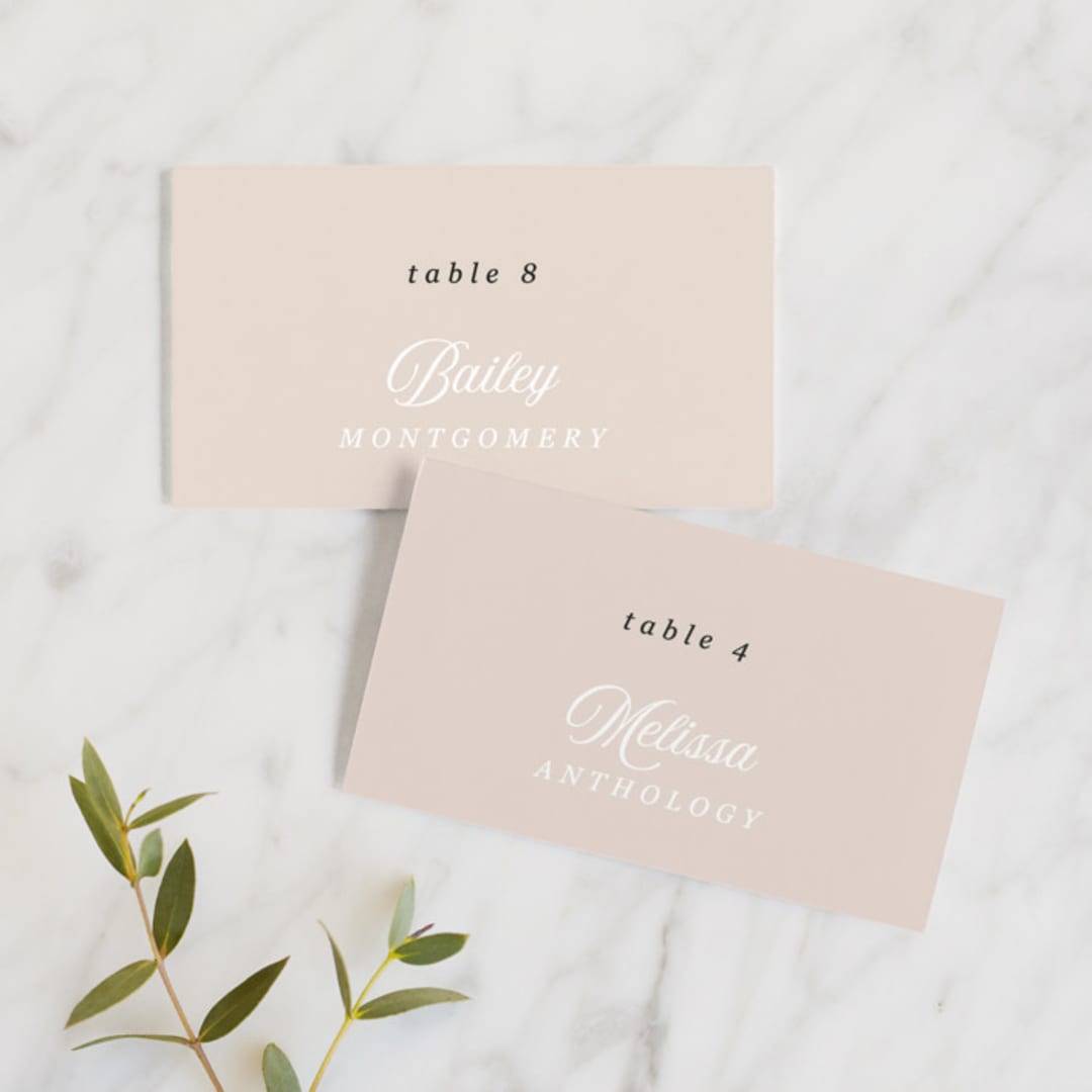 "Romance" - Place Cards in Snowball by Anna Elder - Front with Free Guest Printing
