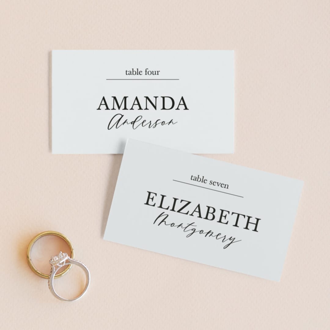 "Catherine" - Place Cards in Natural by Kayla Dawson - Front with Free Guest Printing