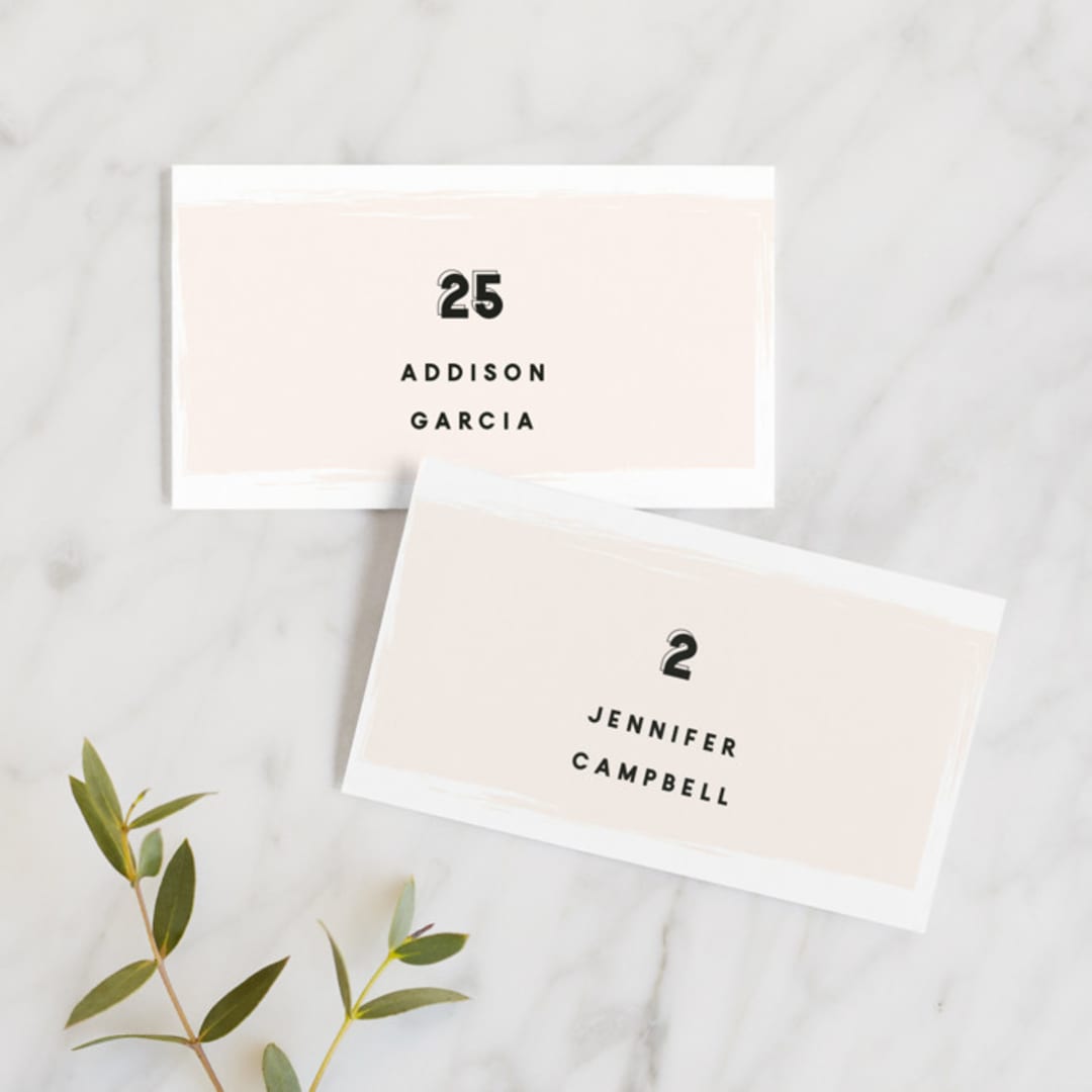 "bold blush" - Place Cards in Blush by frances mathys - Front with Free Guest Printing