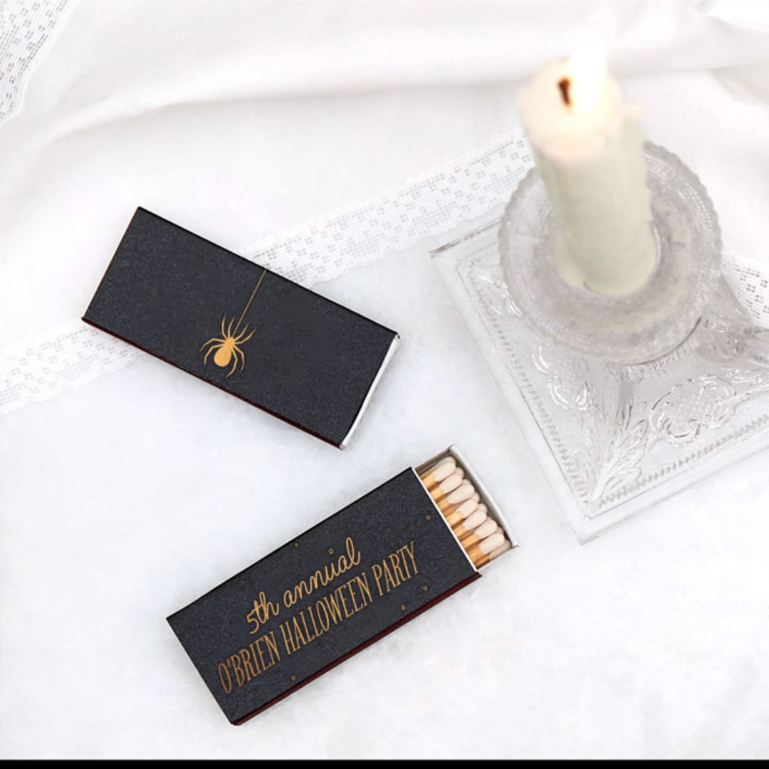 "Annual Halloween Party Matchbox, set of 50" - Party Matches and Matchbooks in black by ForYourParty