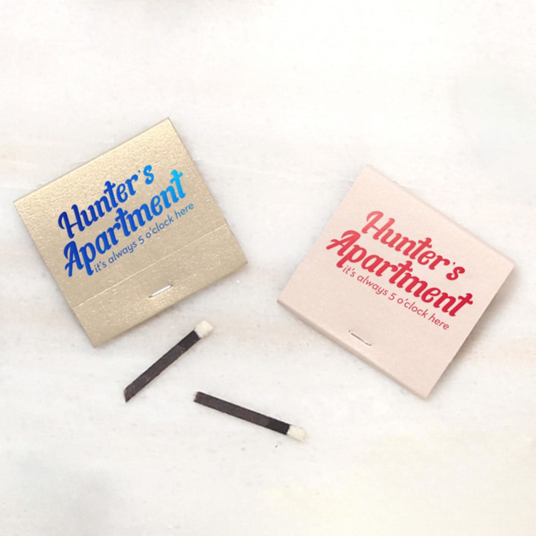 "It's Always 5 O'clock Here Matchbooks, set of 50" - Party Matches and Matchbooks in gold by ForYourParty