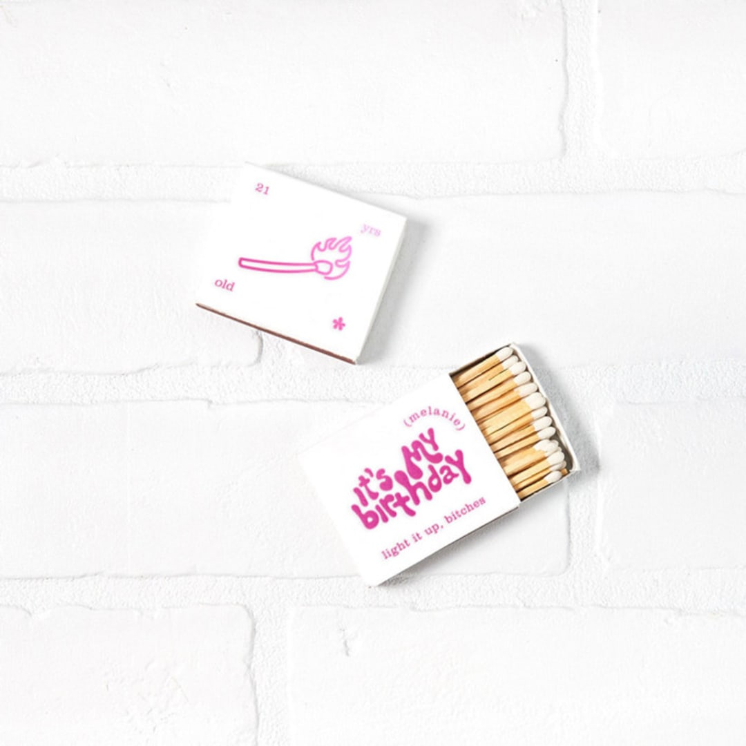 "Light It Up It's My Birthday Matchbox, set of 50" - Party Matches and Matchbooks in white by ForYourParty