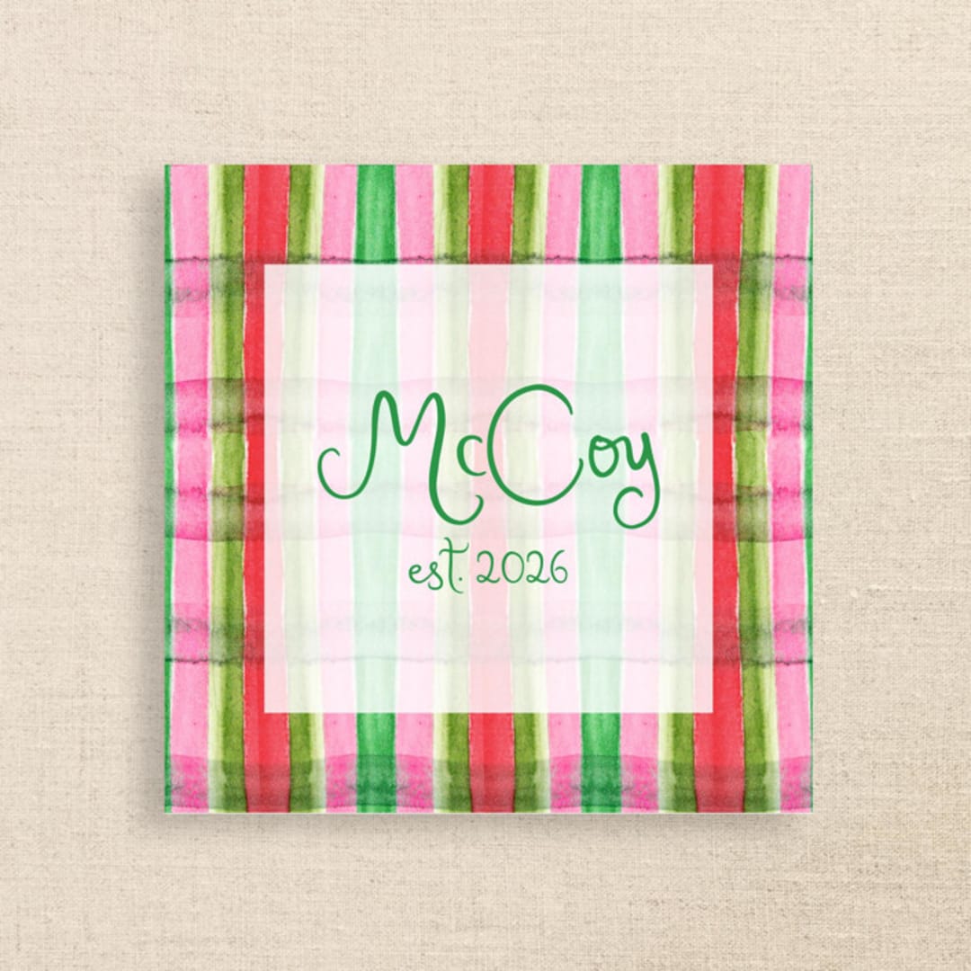 "Striped Bow Personalized Cocktail Napkins" - Party Napkins in multicolor by Papel Custom Design