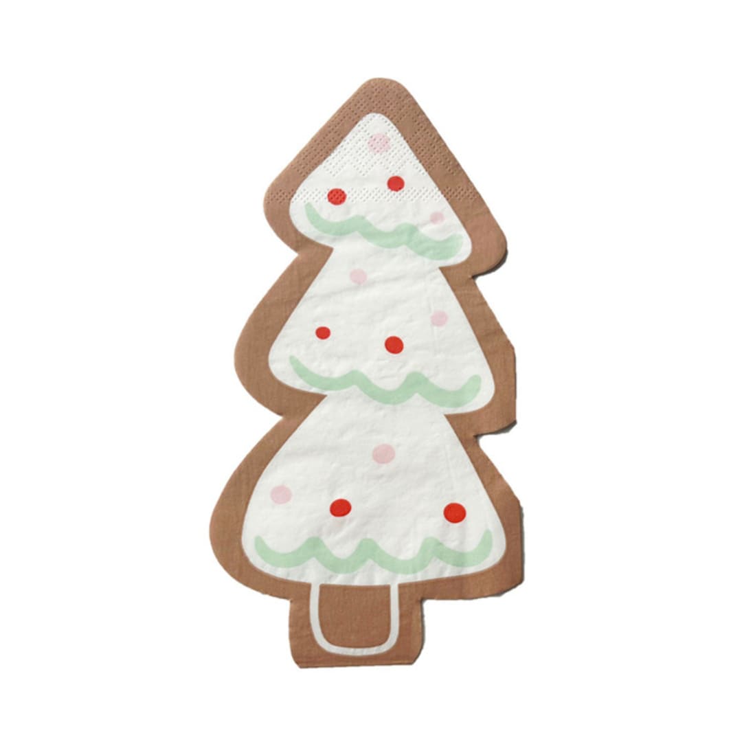 "Baking Spirits Bright Tree Cookie Guest Napkins - Set of 16" - Party Napkins in white by Jollity and Co