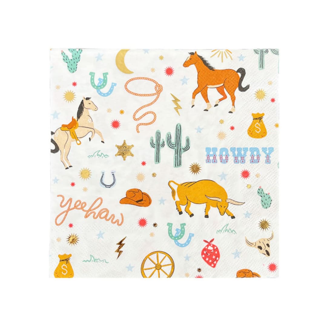 "Yeehaw Large "Cowboy" Napkins - Pack of 16" - Party Napkins in multicolor by Jollity and Co