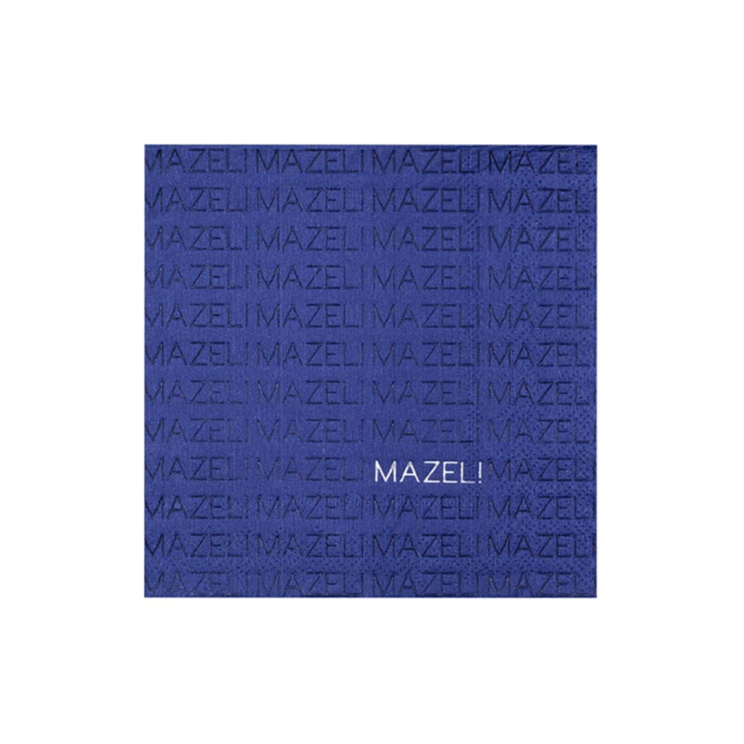 "Navy "Mazel" Cocktail Napkins - Set of 20" - Party Napkins in blue by Jollity and Co