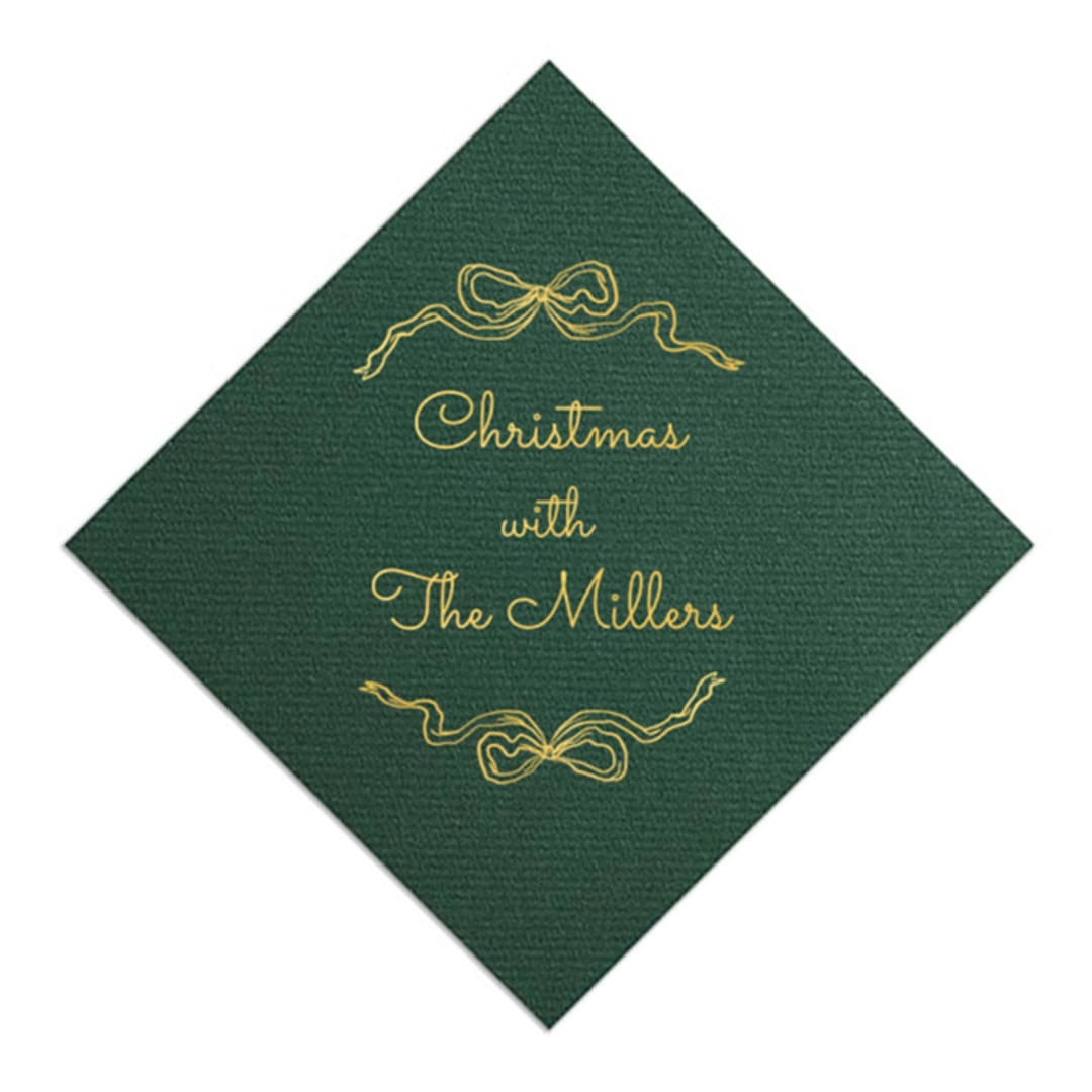 "Holiday Bow Napkins" - Party Napkins in green by ForYourParty