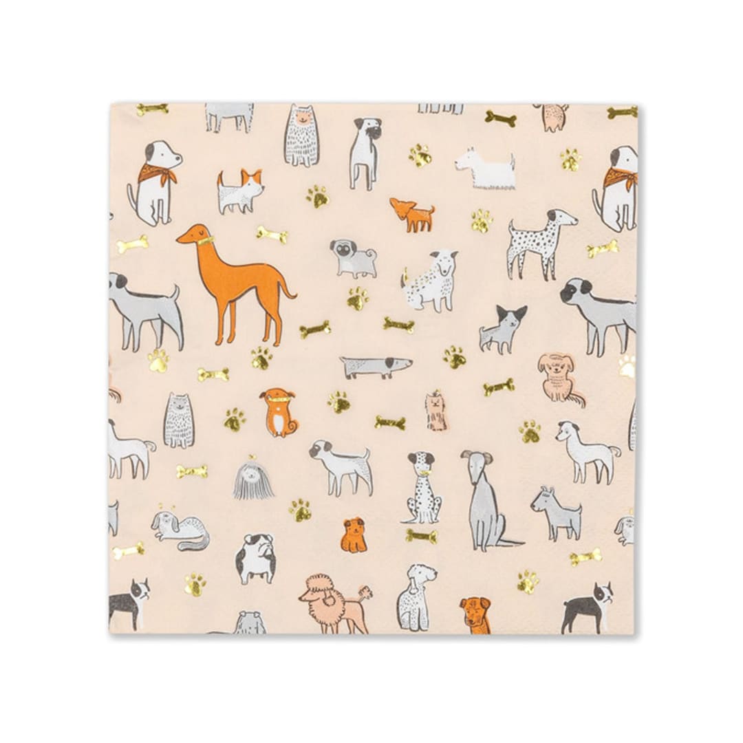 "Bow Wow Large Napkins - Pack of 16" - Party Napkins in multicolor by Jollity and Co