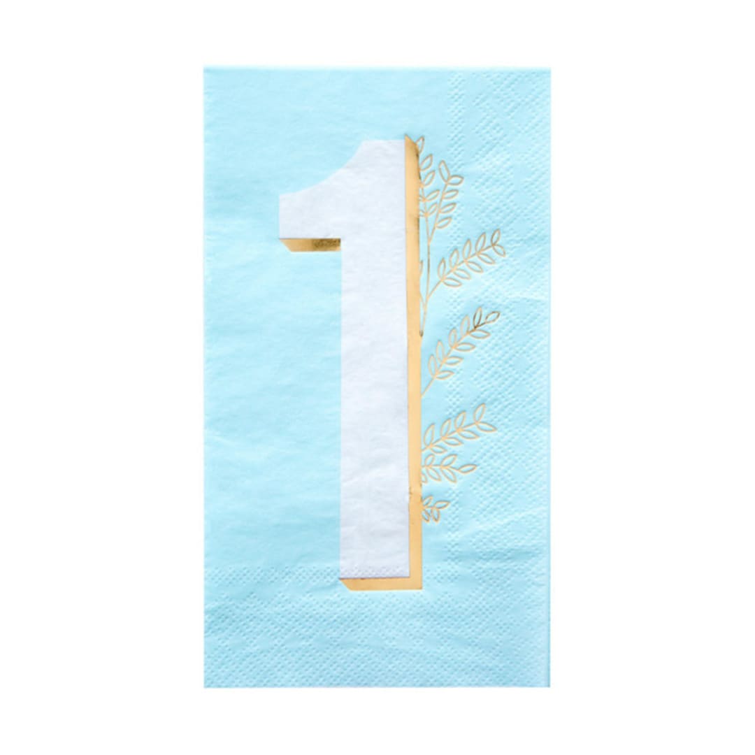 "Blue Onederland Guest Napkins - Pack of 16" - Party Napkins in blue by Jollity and Co