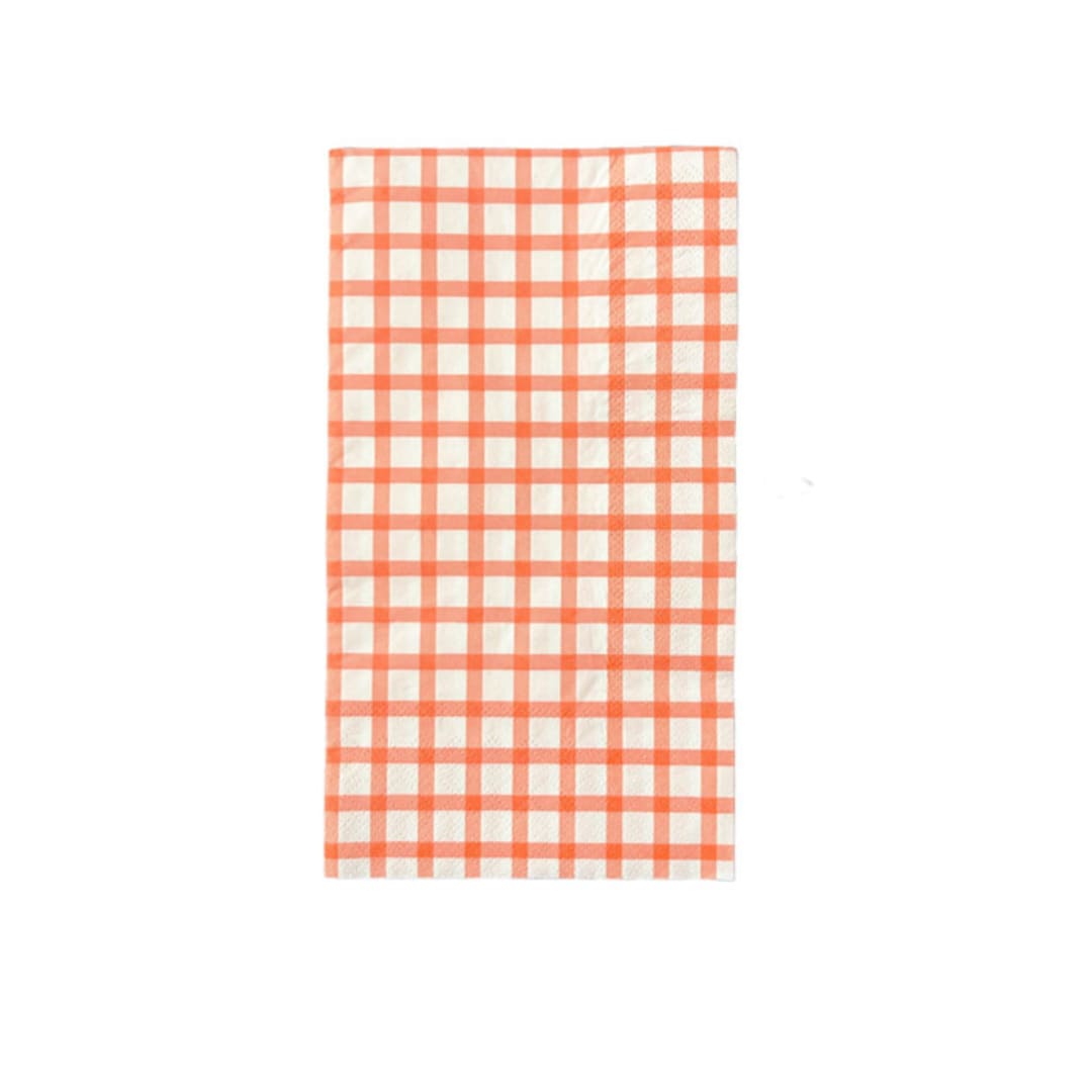 "Baking Spirits Bright Light Red Gingham Guest Napkins - Set of 16" - Party Napkins in red by Jollity and Co