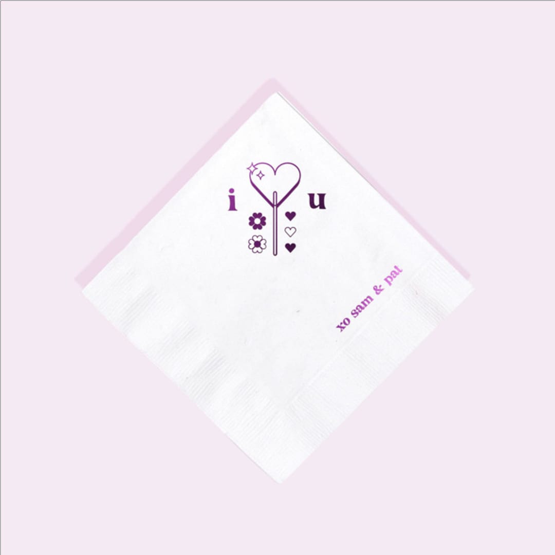 "Valentine’s Lollipop Napkin, cocktail size, set of 50" - Party Napkins in white by ForYourParty