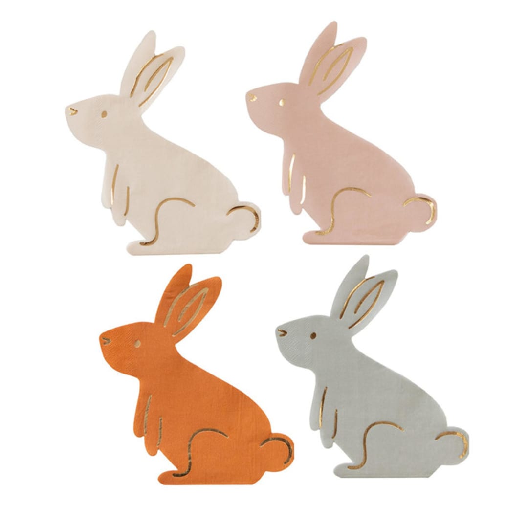 "Bunnies In The Garden Large "Bunny" Napkins - Set of 16" - Party Napkins in multicolor by Jollity and Co