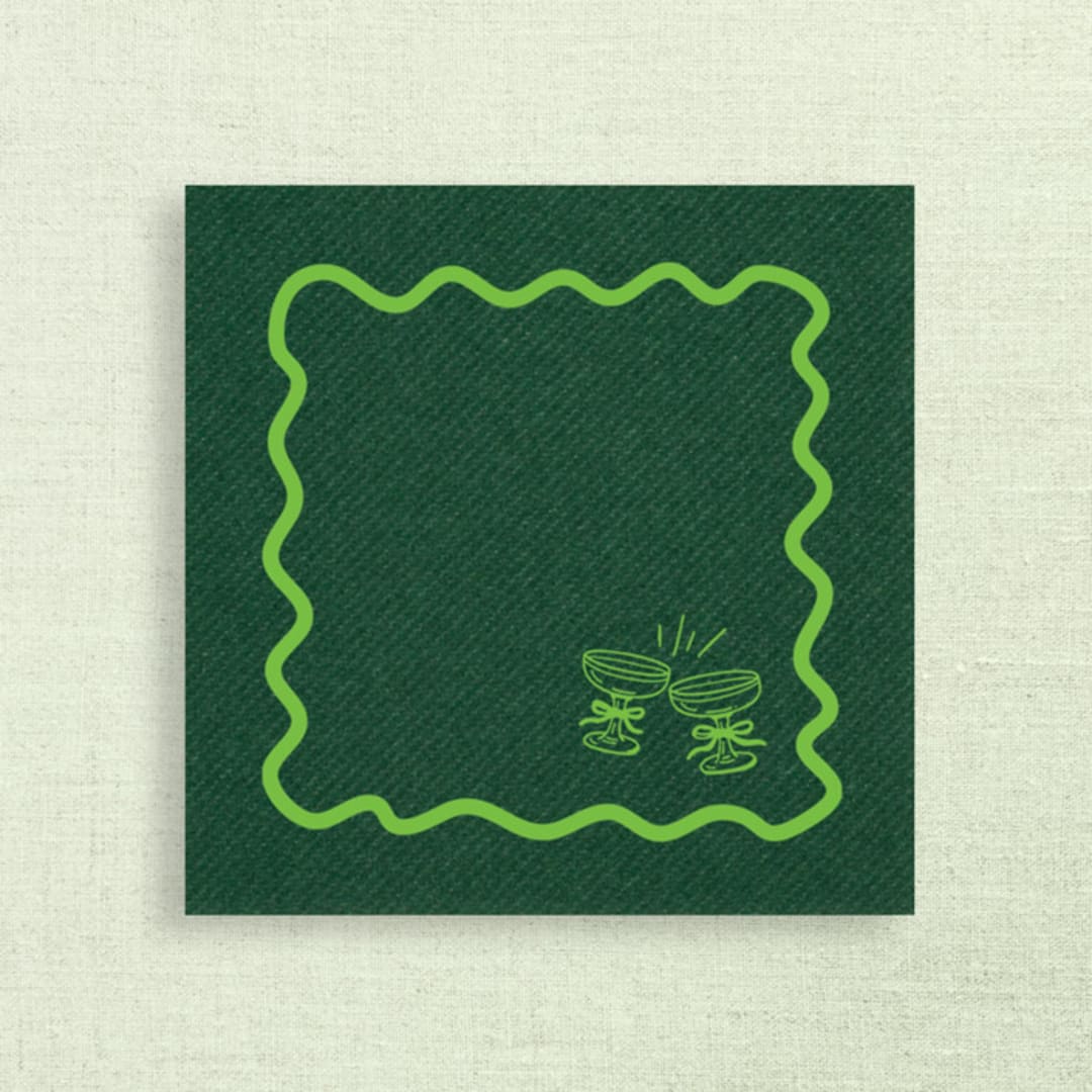 Clinking Glasses Wavy Border Premium Cocktail Napkins | Pack of 50 premium quality