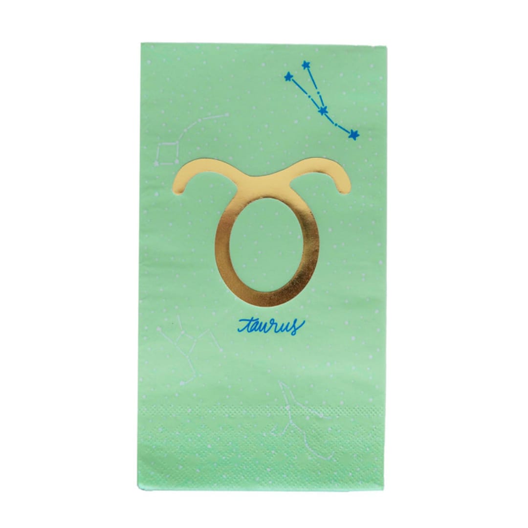 "Zodiac Taurus Guest Napkins - Set of 16" - Party Napkins in green by Jollity and Co