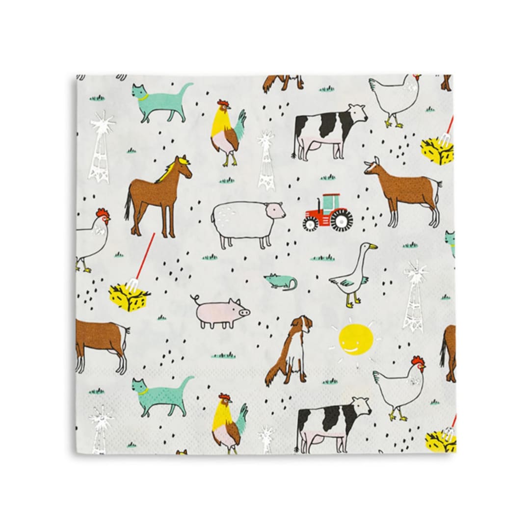 "On the Farm Large Napkins - Pack of 16" - Party Napkins in multicolor by Jollity and Co