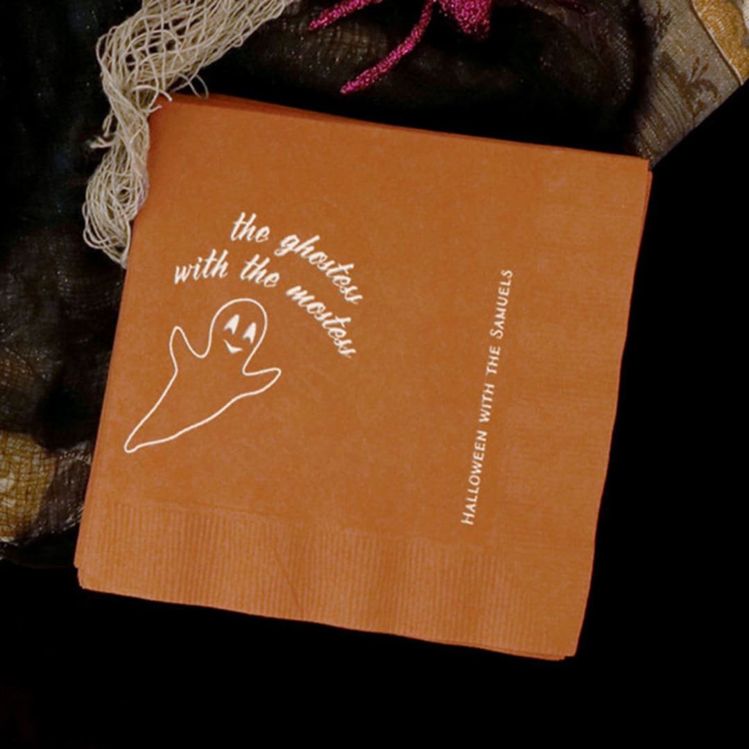 "Ghostess with the Mostess Napkin, Cocktail Size, Set Of 100" - Party Napkins in brown by ForYourParty