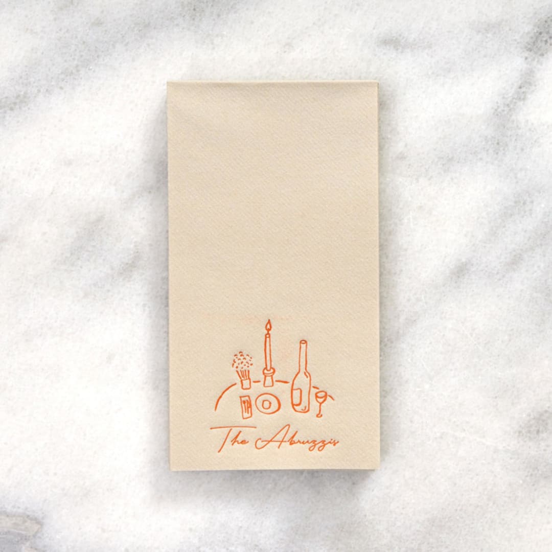 "Food, Family, Friends Napkin, guest towel, set of 50" - Party Napkins in beige by ForYourParty