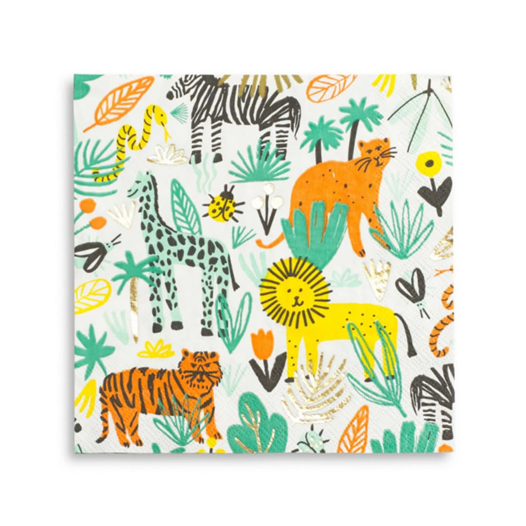 "Into the Wild Large Napkins - Pack of 16" - Party Napkins in multicolor by Jollity and Co