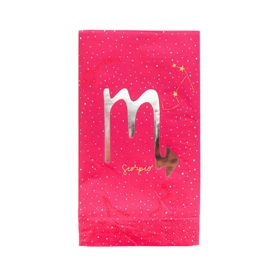 "Zodiac Scorpio Guest Napkins - Set of 16" - Party Napkins in pink by Jollity and Co