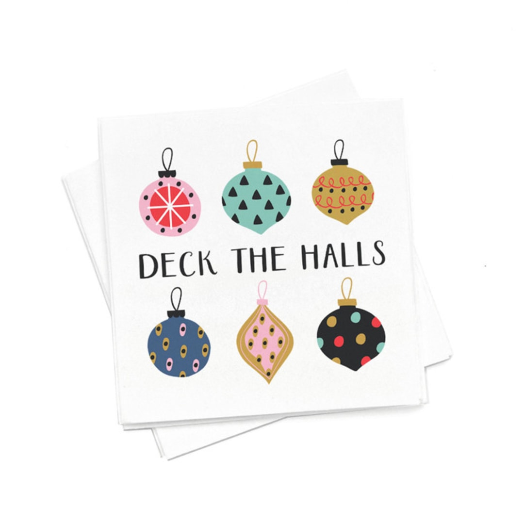 "Deck The Halls Napkin Pack, cocktail size, pack of 50" - Party Napkins in multicolor by ForYourParty