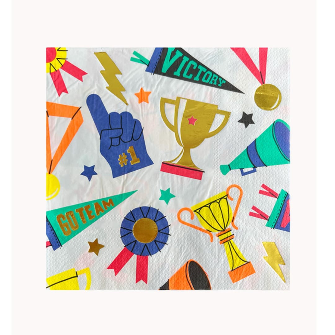 "Good Sport Large Napkins - Pack of 16" - Party Napkins in multicolor by Jollity and Co