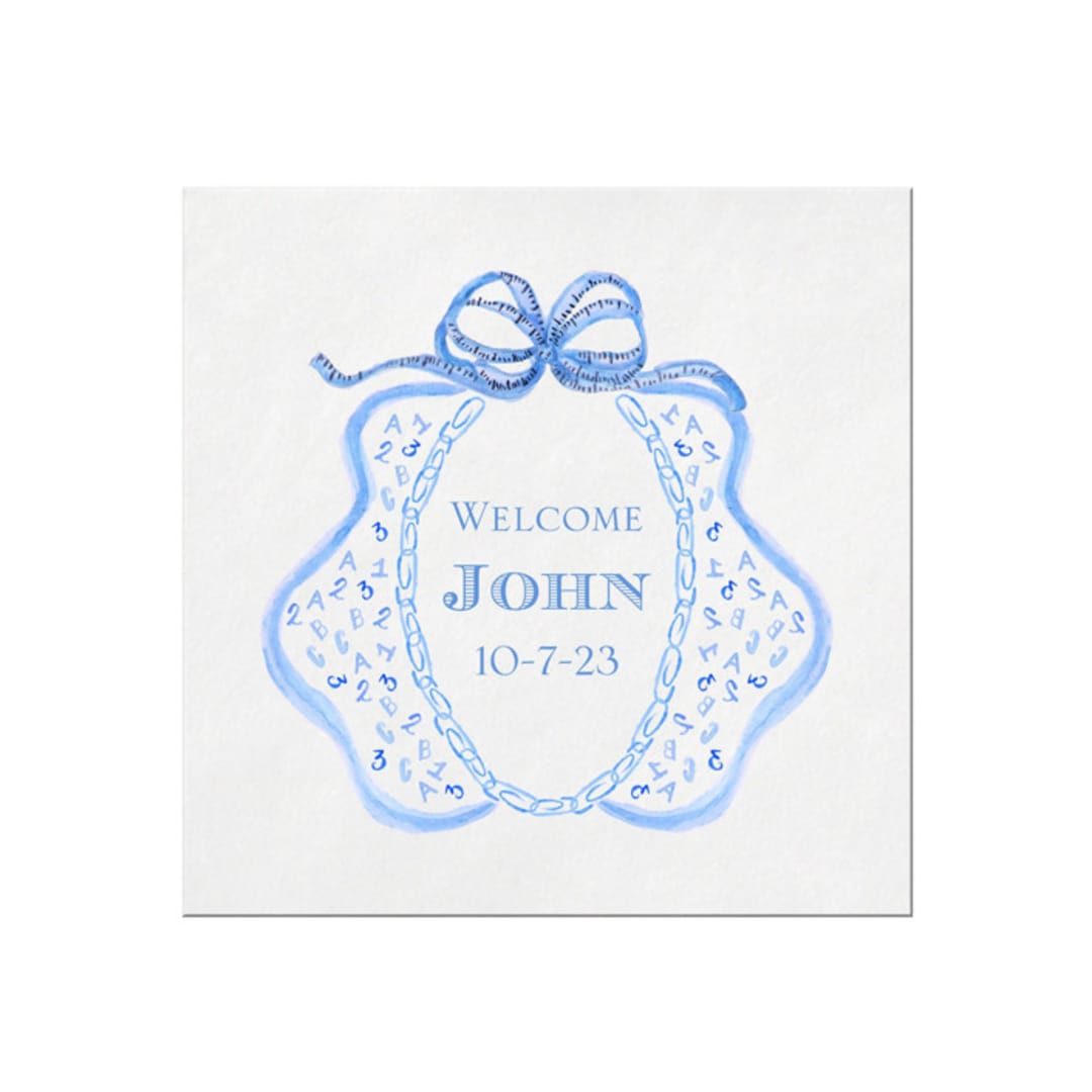 "Blue Bib Baby Shower Napkin" - Party Napkins in white by Papel Custom Design