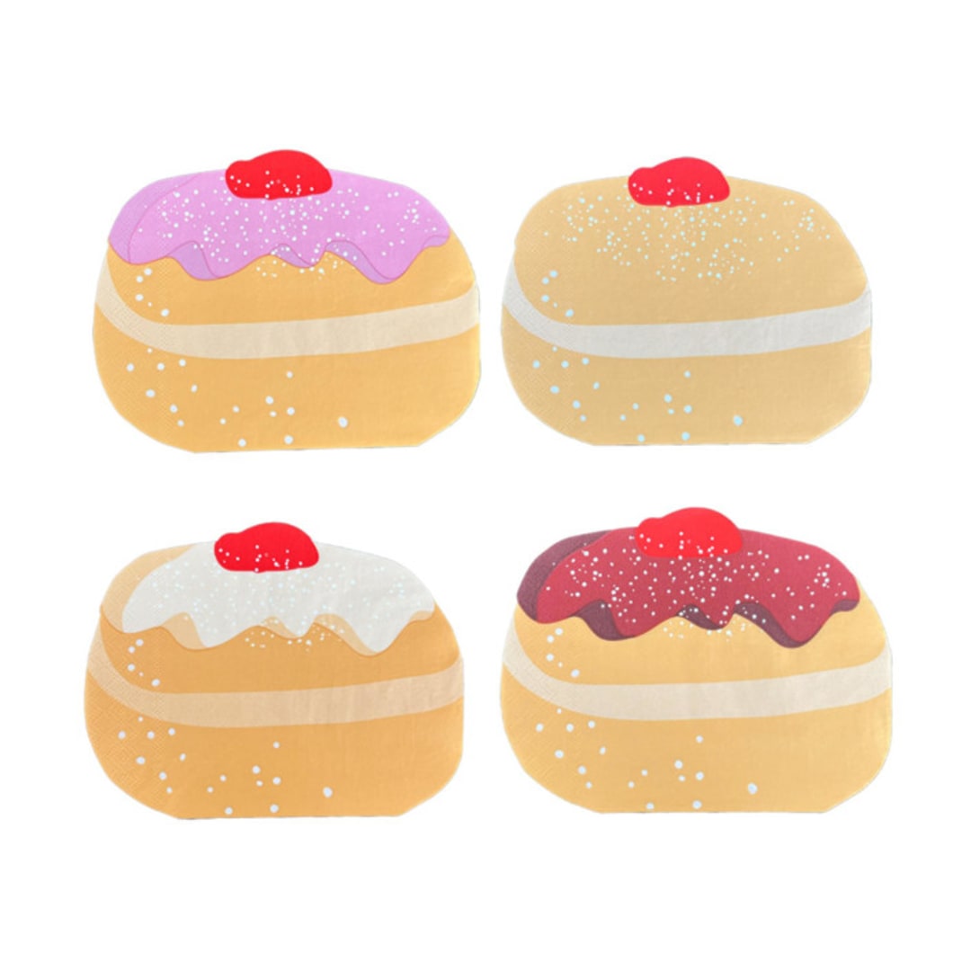 "Sufganiyah Large Napkins - Set of 16" - Party Napkins in multicolorassorted-colors by Jollity and Co