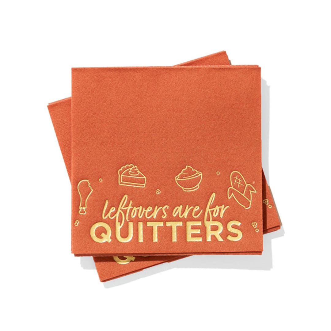 "Leftovers are for Quitters Napkin Pack, cocktail size, set of 20" - Party Napkins in orange by ForYourParty