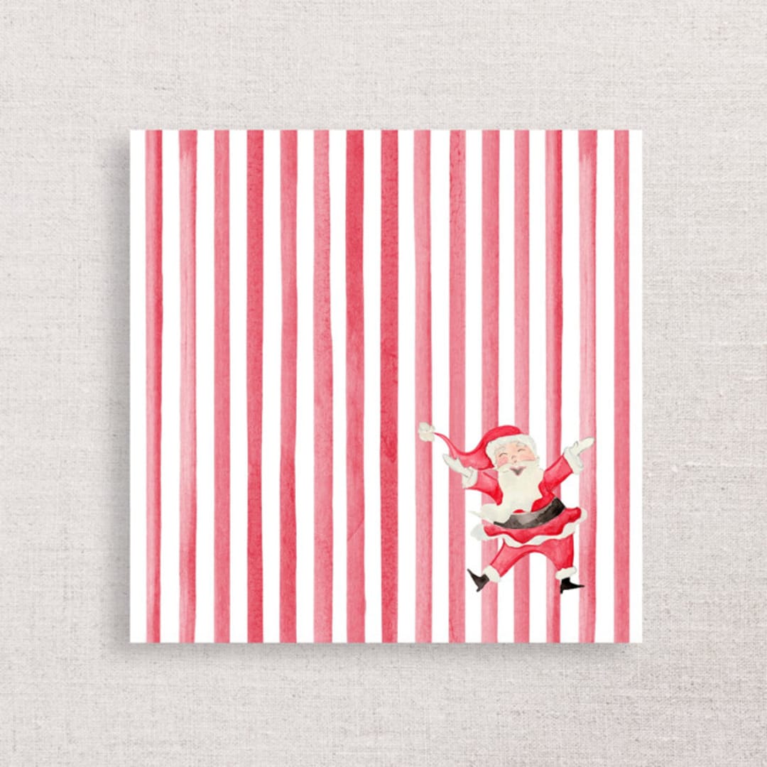 "Jolly Santa Premium Holiday Cocktail Napkins" - Party Napkins in red by Papel Custom Design