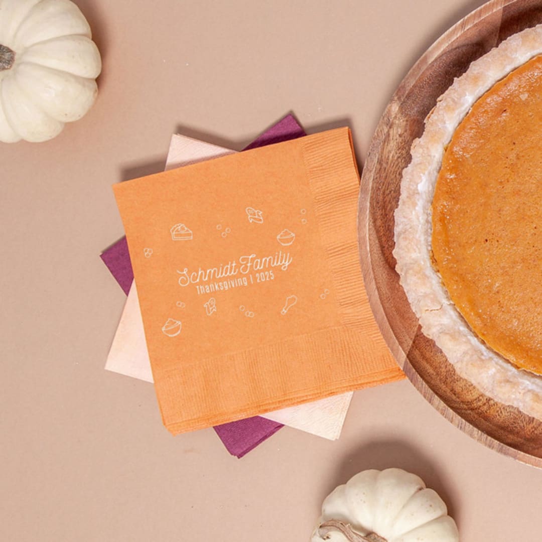 "Thanksgiving Food Confetti Napkin, cocktail size, set of 100" - Party Napkins in orange by ForYourParty