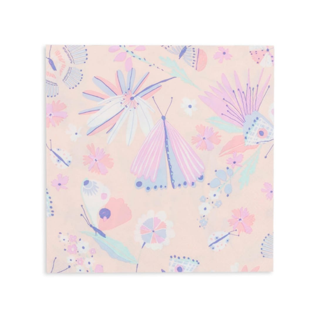 "Flutter Large Napkins - Pack of 16" - Party Napkins in pink by Jollity and Co