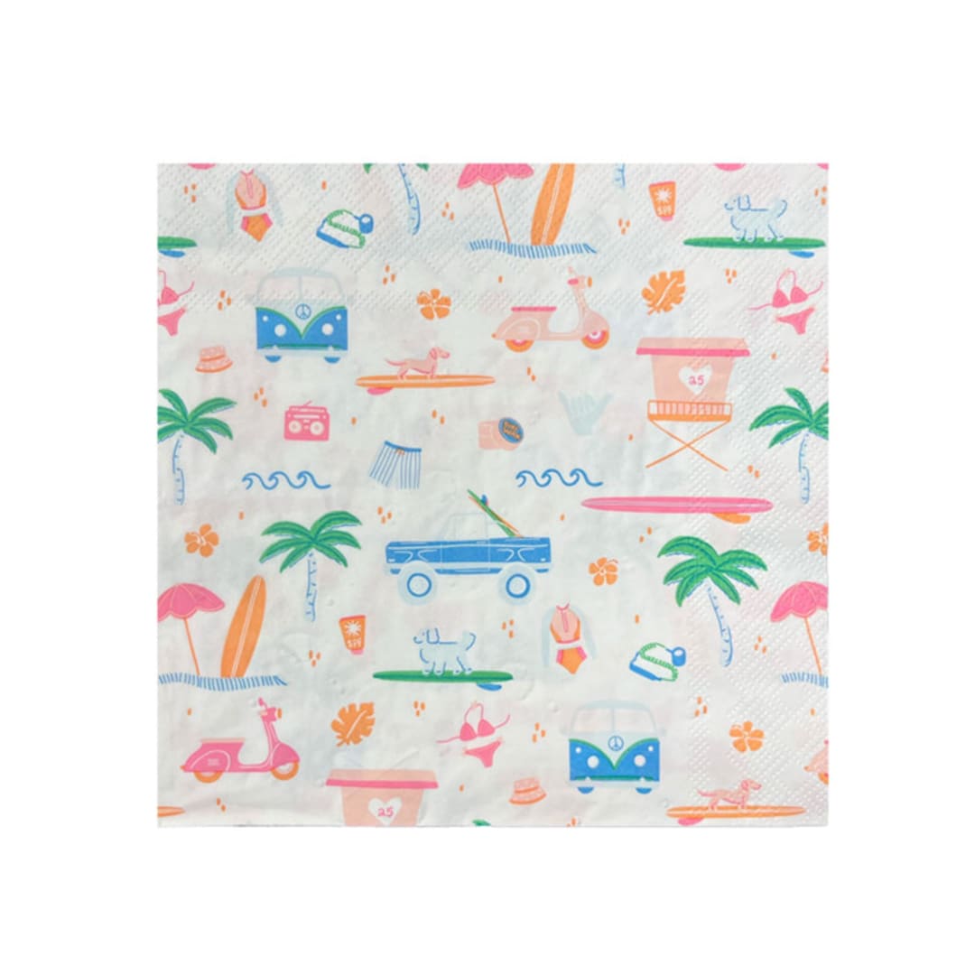 "Surf's Up Large Napkins - Set of 16" - Party Napkins in multicolor by Jollity and Co