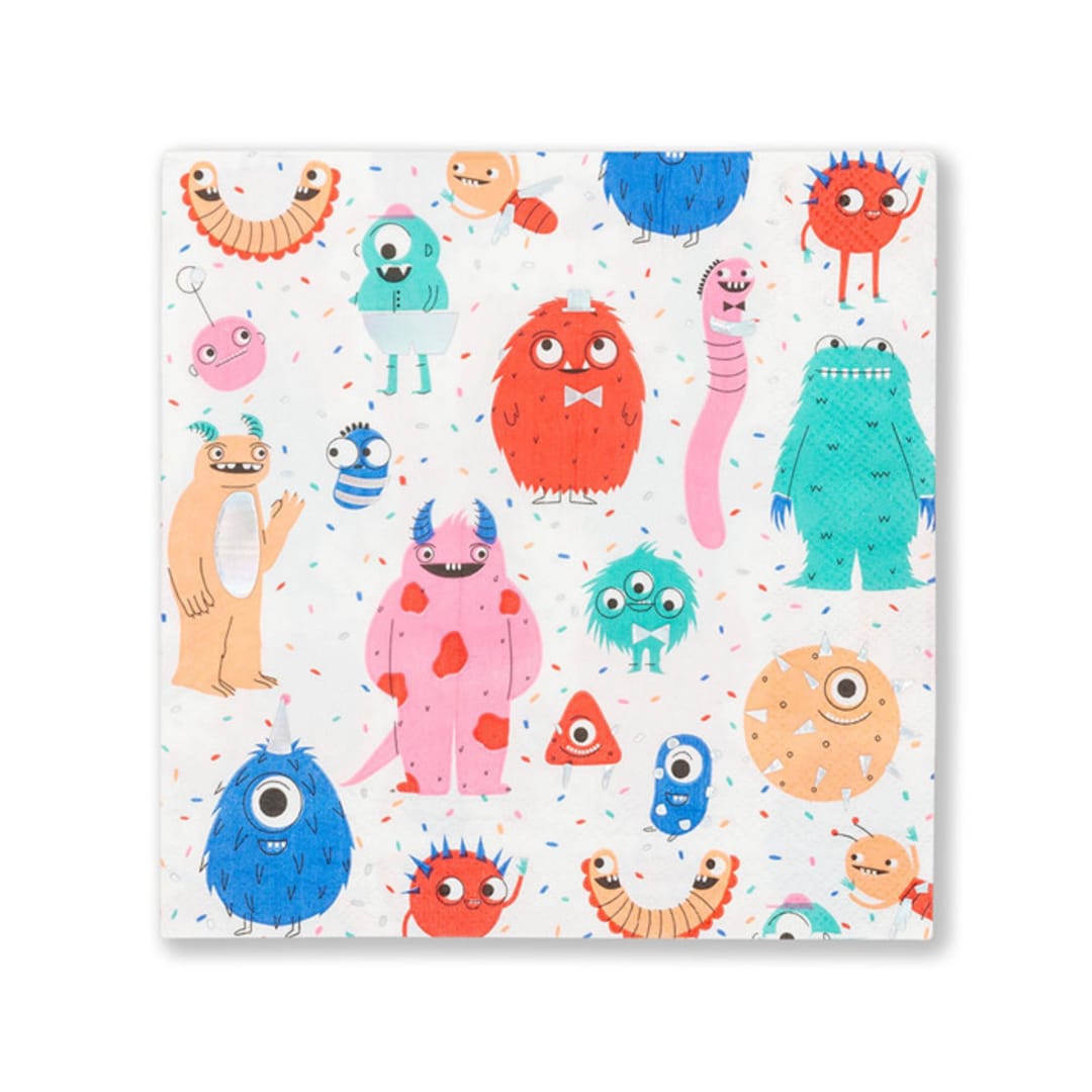 "Little Monsters Large Napkins - Pack of 16" - Party Napkins in multicolor by Jollity and Co