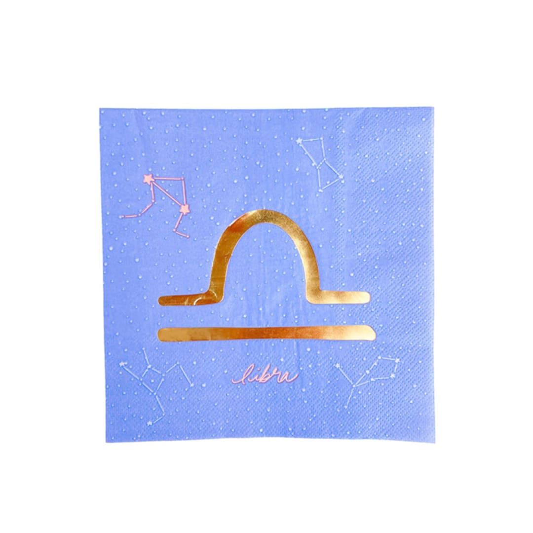 "Zodiac Libra Large Napkins - Set of 16" - Party Napkins in purple by Jollity and Co