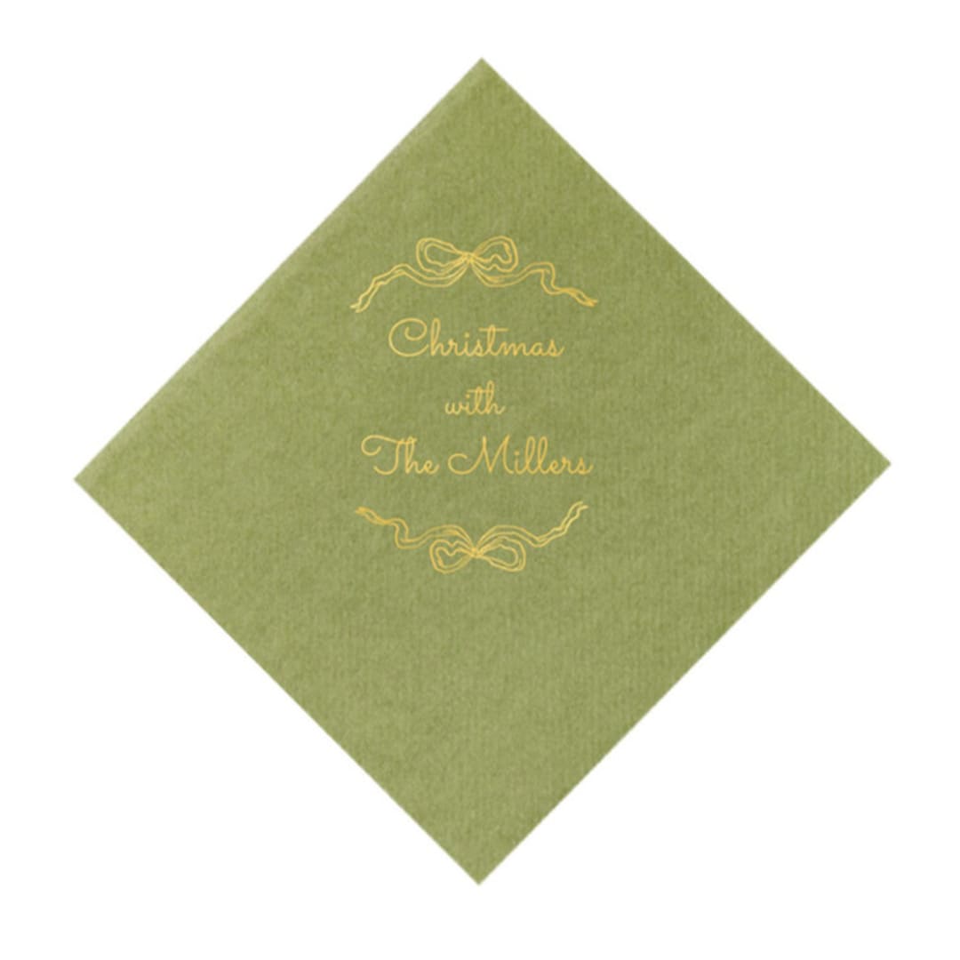 "Holiday Bows Luncheon Napkins" - Party Napkins in green by ForYourParty