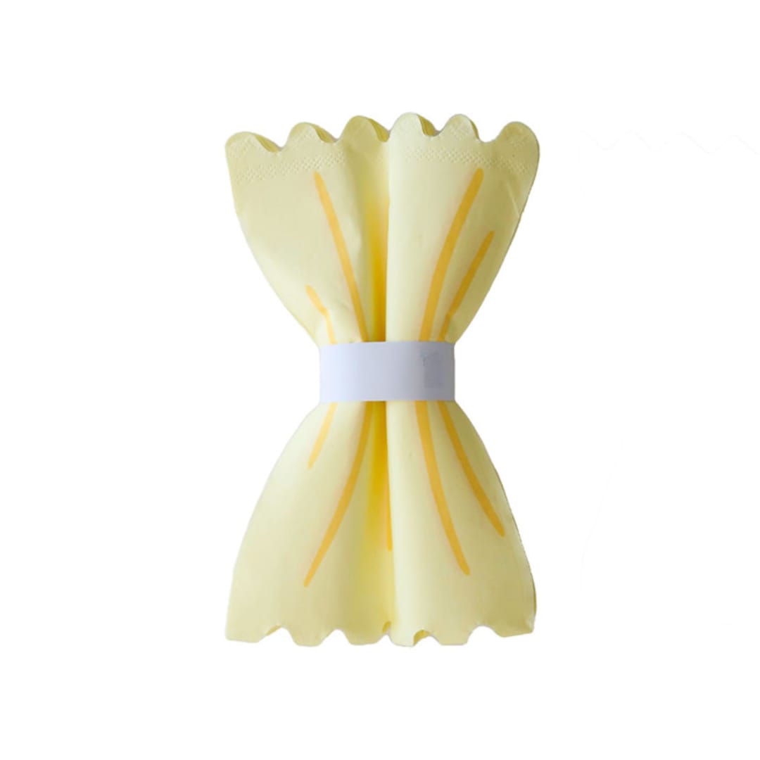 "Le Dinner Pasta Noodle Guest Napkins - Set of 16" - Party Napkins in yellow by Jollity and Co